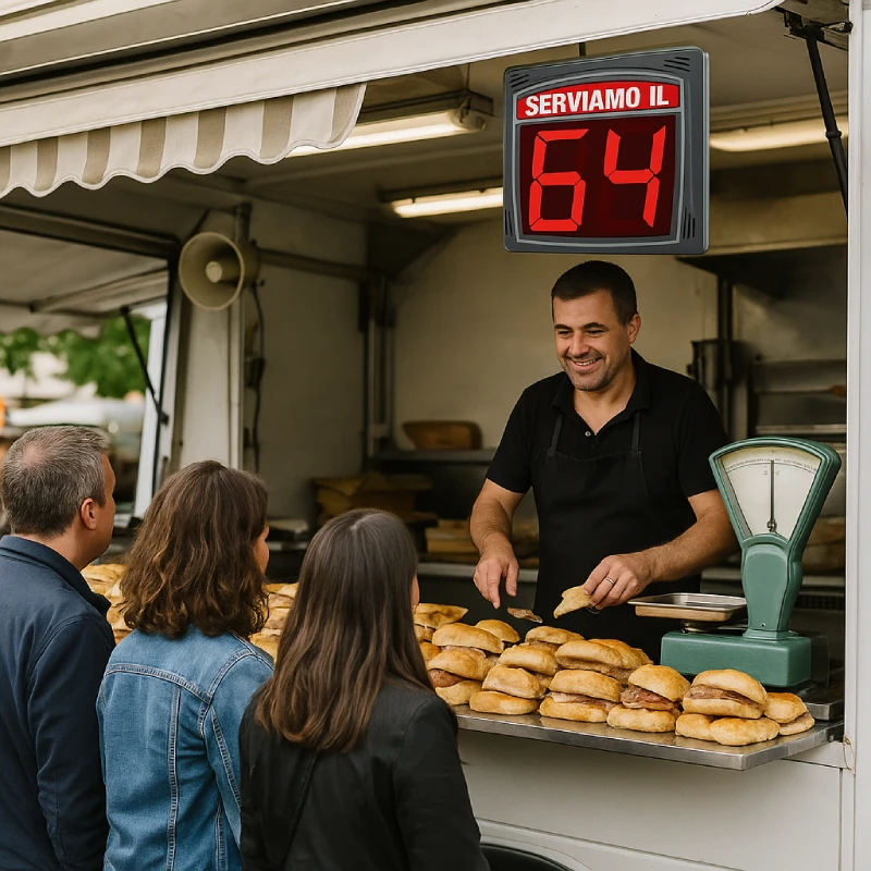 Kit Eliminacode per Ambulanti con Display LED, Radiocomando e 5 Rotoli – Alimentazione 12/24V - immagine 2