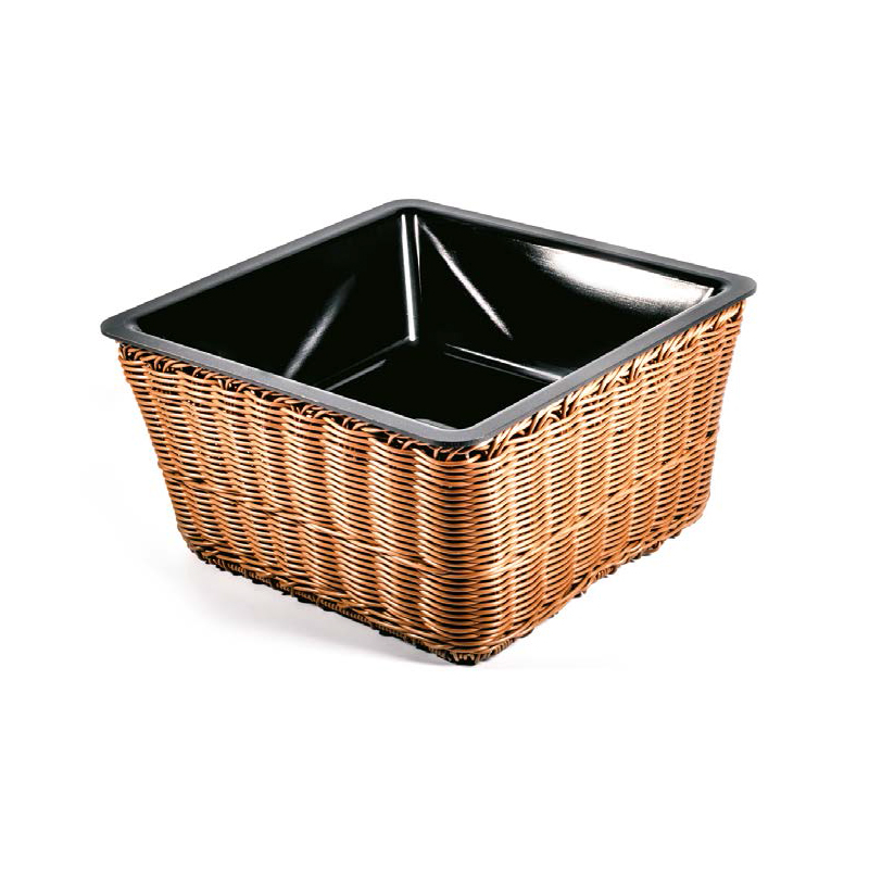 Cesto con Contenitore Quadrato Nero per Banco