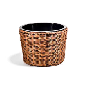 Cesto con Contenitore Tondo Nero per Banco